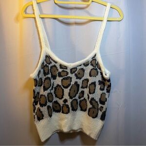 nwt women’s cheetah knit crop tank, medium